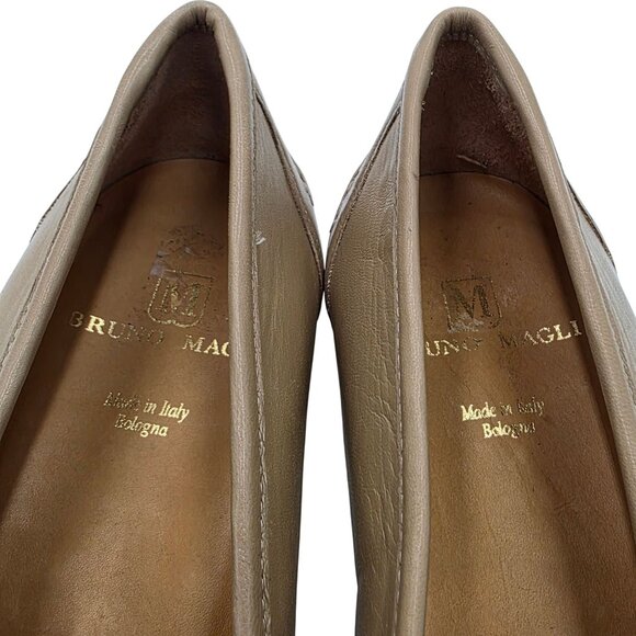 NEW Vintage Bruno Magli Italy Tan Leather Dress Shoes Men 12M Moc Buckle Loafers main image 5